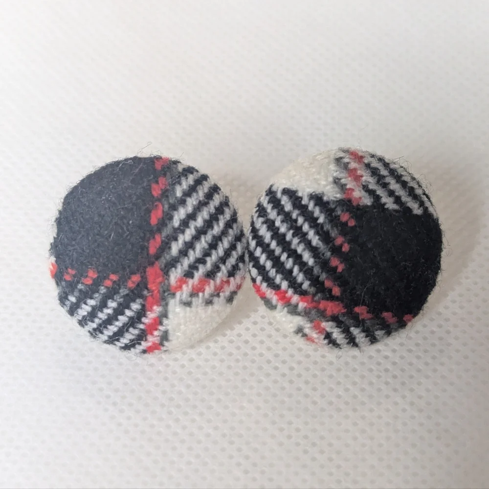Vintage Plaid Flannel Prep School Earrings - Picture 2 of 7